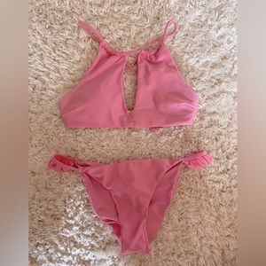 Pink two piece bathing suit